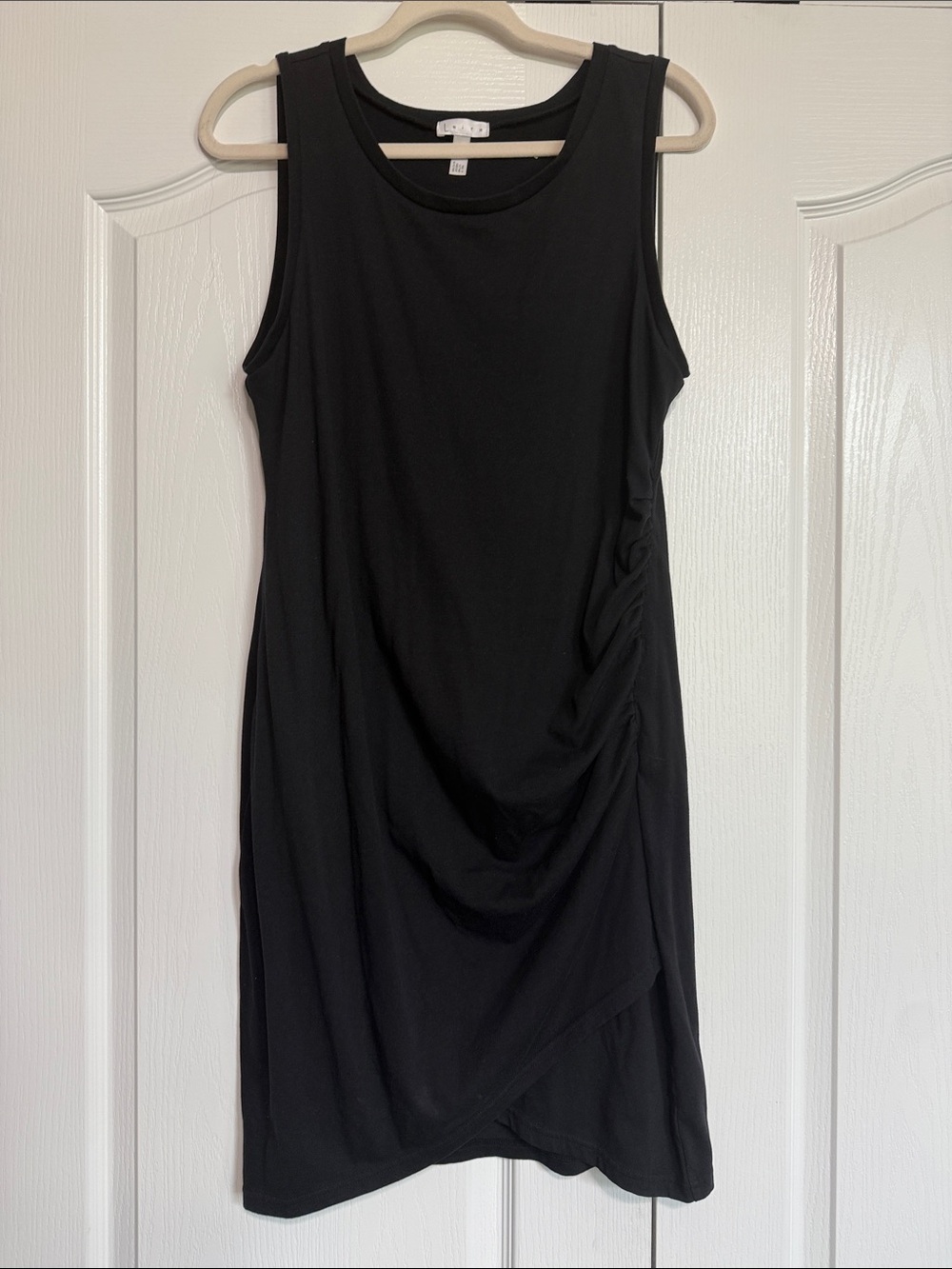 Leith Black Sleeveless Ruched Mini Dress